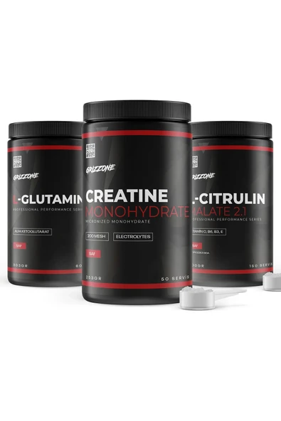 GRIZZONE Grızzy Amino Pack ( L-Glutamine 303Gr + Creatine 150Gr + L-Citruline Malate 303Gr )