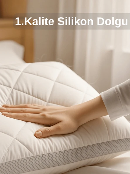 Beylini 2'li 800 Gr Klimalı Mikrofiber Kapitone Yastık Yumuşak Antialerjik Makinede Yıkanabilir Pürüzsüz 50x70cm Beyaz - Resim 4