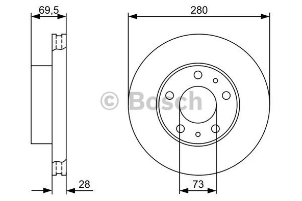 Fiat On Fren Disk Aynası Boxer III Jumper III Ducato III 14q (15 Jant) / (cap: 280mm Kalınlık: 28mm) Hava - Bosch 0986479313 ürün görseli