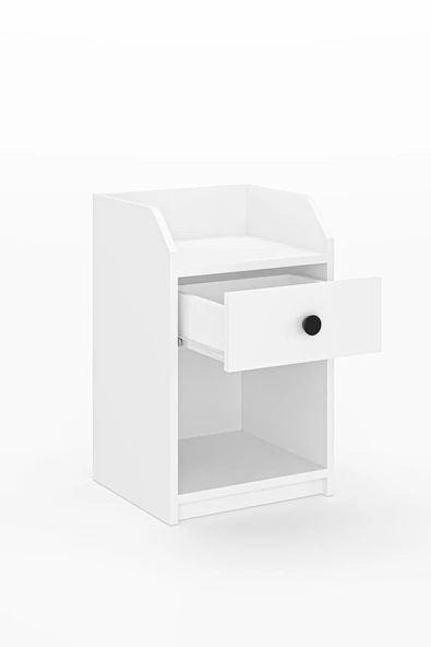 Urartu Komodin Yatak Odası Tek Çekmeceli Beyaz - 5