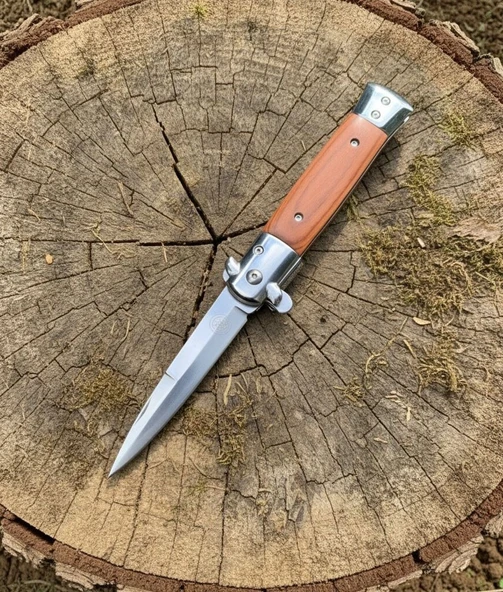 Cakistore Swat Blade SW544A Ahşap Kabze Survival Otomatik Kamp Çakısı