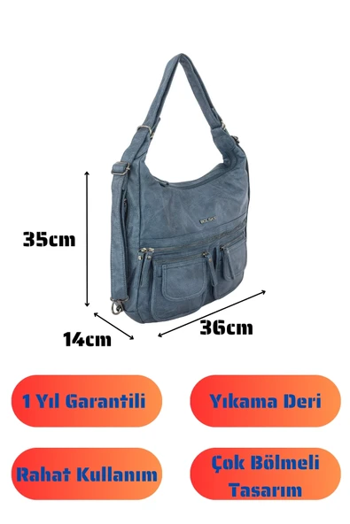Bolsas Kadın Omuz ve Sırt  Çanta Mavi 1038 - Resim 4