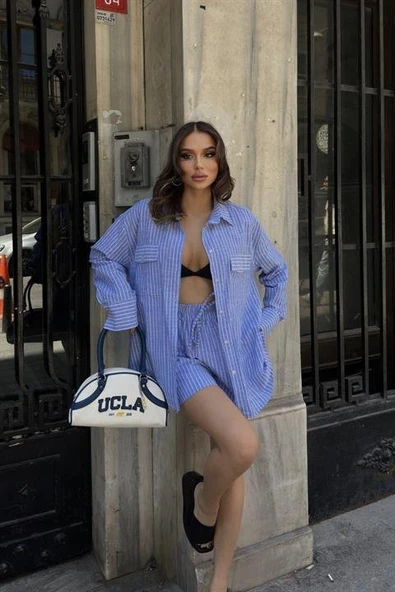 Stacy Çizgili Şort Takım 9801-0025 - Resim 5