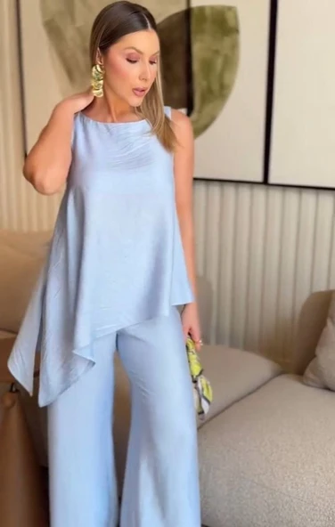 Asimetrik Bluz - Pantolon İkili Takım ürün görseli 1