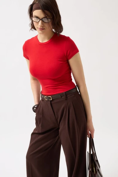 Likralı Basic T-Shirt - Resim 3