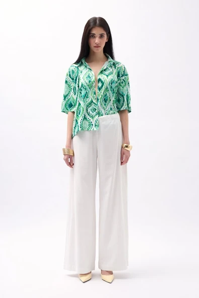 Desenli Saten Gömlek - Resim 2