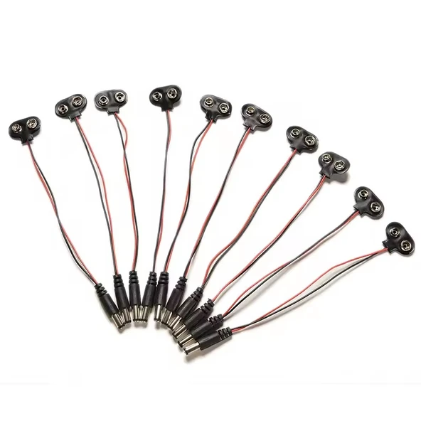 10 Adet 9V Pil Barrel Dönüştürücü Güç Kablo Jaklı Pil Başlığı - T Type - Resim 2