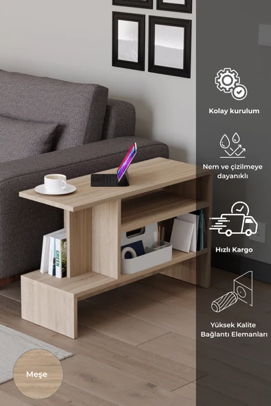 Sümela Raflı Yan Sehpa - Gazetelik, Dergilik, Kitaplık