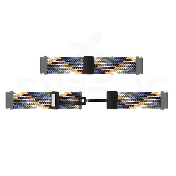 Sneezy Samsung Galaxy Watch 4 40-42-44-46mm Uyumlu 20mm FiberLink Manyetik Tokalı Kumaş Örgü Kordon Pudra - 6