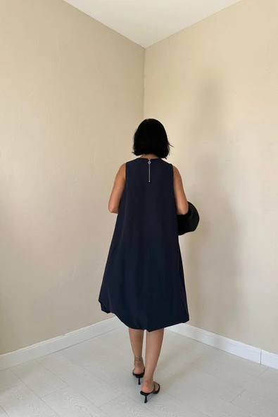 Lacivert Comfort Balon Elbise - Resim 4