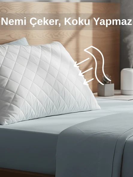 Beylini 2'li 800 Gr Klimalı Mikrofiber Kapitone Yastık Yumuşak Antialerjik Makinede Yıkanabilir Pürüzsüz 50x70cm Beyaz - Resim 2