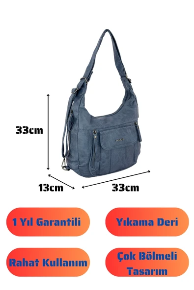 Bolsas Kadın Omuz ve Sırt  Çanta Mavi 1037 - Resim 4