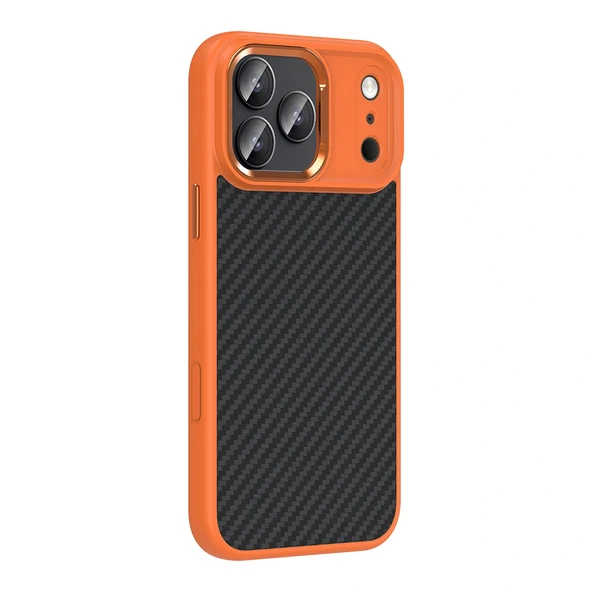 Apple iPhone 17 Pro Kılıf M-Safe Şarj Özellikli Karbon Fiber Görünümlü Zore Truva Silikon Kapak - 4