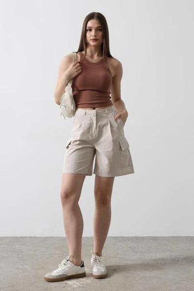 Cargo Cepli Şort - Taş ürün görseli