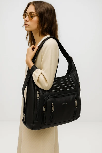 Bolsas Kadın Omuz ve Sırt  Çanta Siyah 1032 - Resim 4