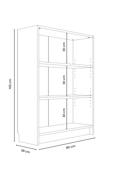 Bili Kitaplık 3 Raflı Geniş Çok Amaçlı Ofis Salon Kitap Dosya Rafı Beyaz - 2
