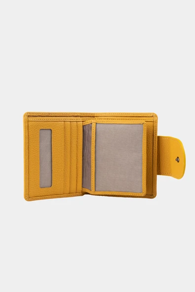 Grande Hakiki Deri Kadın Cüzdan Sari 2818 - Resim 5