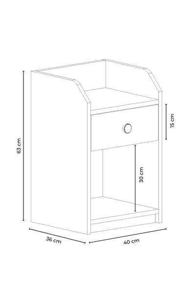 Urartu Komodin Yatak Odası Tek Çekmeceli Beyaz - 3