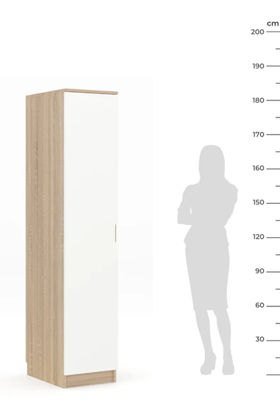 Lento 1 Kapaklı 5 Raflı Gardırop Beyaz Meşe - 2