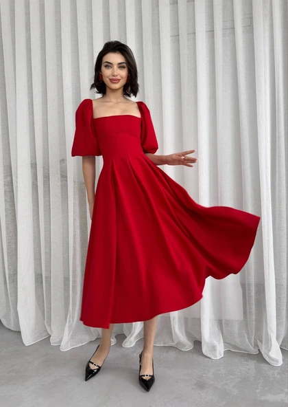 Benjamin Çan Etekli Midi Boy Elbise - Resim 3