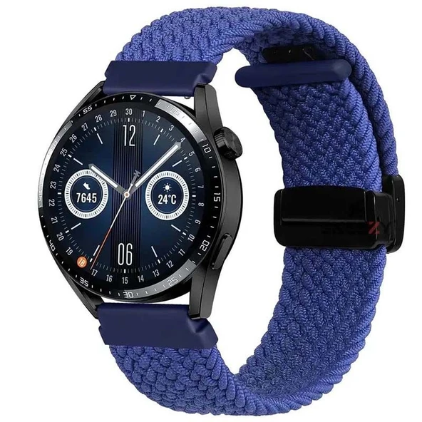 Sneezy Samsung Galaxy Watch 4 40-42-44-46mm Uyumlu 20mm FiberLink Manyetik Tokalı Kumaş Örgü Kordon  Mavi ürün görseli 1