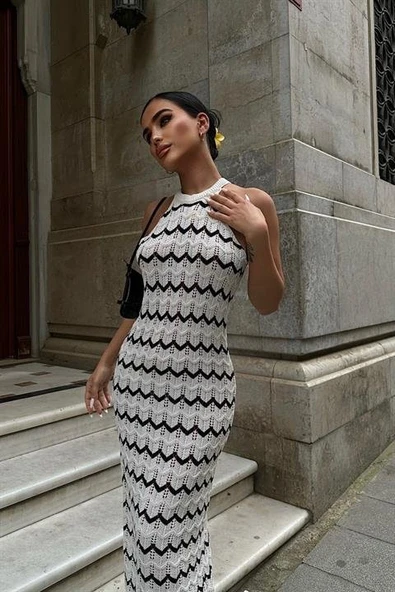 Melina Ajurlu Halter Yaka Elbise 2774 - Resim 7