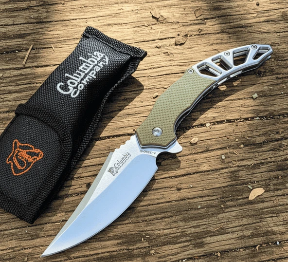 Cakistore Columbia Company A3390-C Fixed Blade Haki Otomatik Kamp Çakısı ürün görseli 1