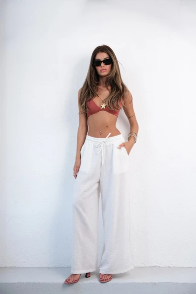 Aksesuar Detay Keten Pantolon ürün görseli 1