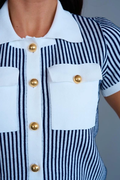 Cepli Etek Takım - Kemik-Lacivert - Resim 3