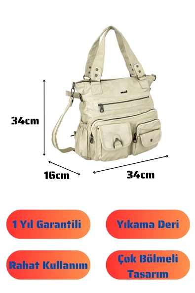 Bolsas Kadın Omuz Çanta Bej 1035 - Resim 4