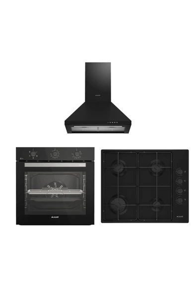 Arçelik Siyah Ankastre Set 2 (AFC 231 S - OMD D 611 ES - P 27 YS)