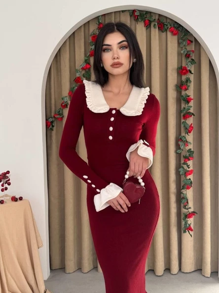 Sura Bebe Yaka Elbise - Resim 4