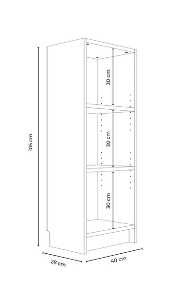 Bili Kitaplık 3 Raflı  Çok Amaçlı Ofis Salon Çalışma Odası Kütüphane Rafı Beyaz - 2