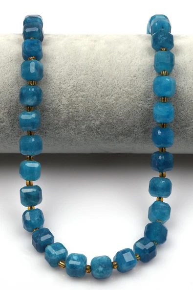 Mavi Renkli Kuvars Doğal Taş Dizi 8 mm Küp Kesim - Resim 2