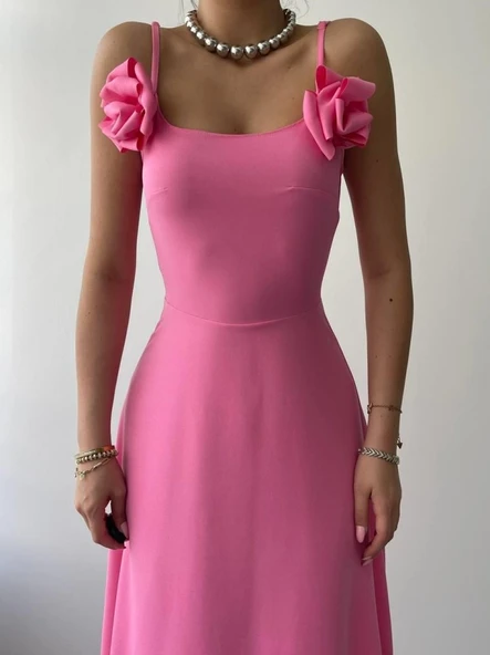 Matilda Gül İp Askılı Elbise - Resim 7