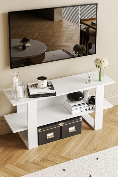 Harta TV Sehpası Beyaz - 4