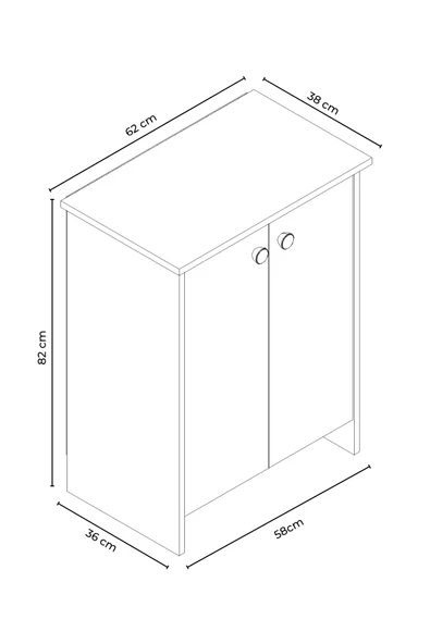 Dorta Mutfak Dolabı 2 Kapaklı 3 Raflı Kahve Köşesi Kiler Dolabı Beyaz Meşe - 2