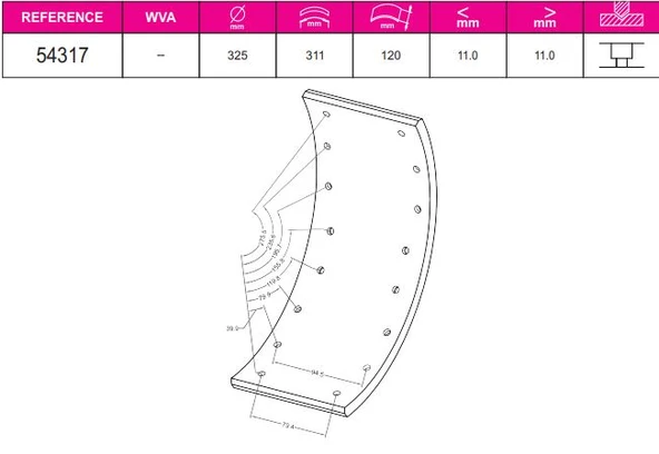 İsuzu Ticarı Arka Fren Balatası Yaprak İsuzu Nqr - Beser 54317