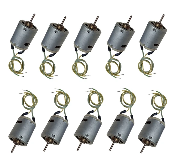 10 Adet 30cm Kablo Lehimli 12V DC Motor Hobi Oyuncak Elektrik Deney Motoru - Resim 3