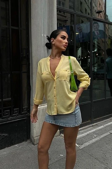 Poulina Flamlı Keten Gömlek 3257-08 ürün görseli