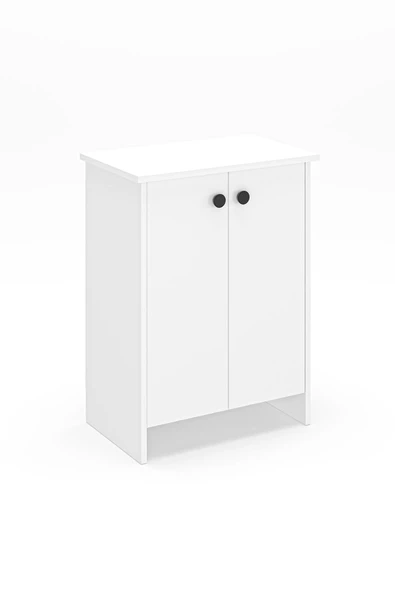 Dorta Mutfak Dolabı 2 Kapaklı 3 Raflı Kahve Köşesi Kiler Dolabı Beyaz - 3