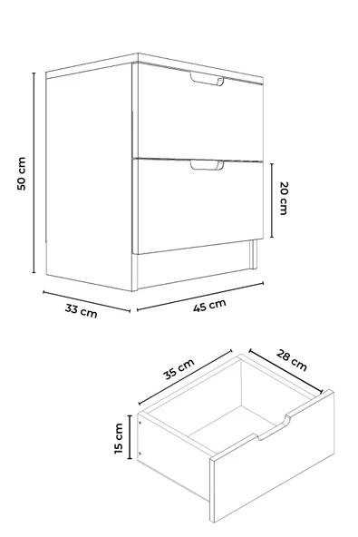 Lento 2 Çekmeceli Komodin Yatak Odası Bebek Odası Beyaz - 2