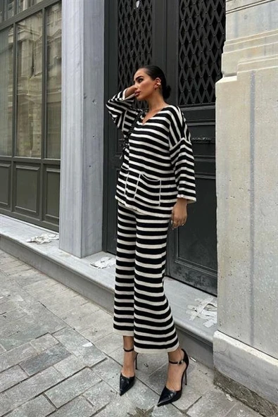 Candy Çizgili Straight Fit Pantolon Takım 9705-015 - Resim 5