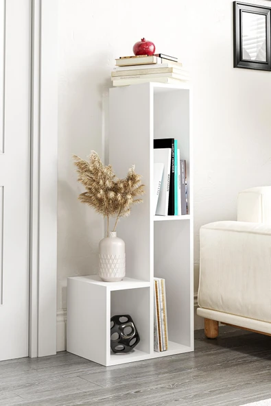 Bucak Çok Amaçlı Kitaplık Tv Ünitesi Beyaz - 2