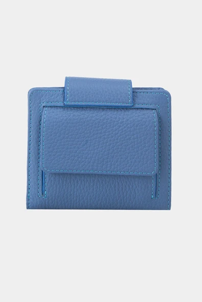 Grande Hakiki Deri Kadın Cüzdan Buz Mavi 2818 - Resim 8