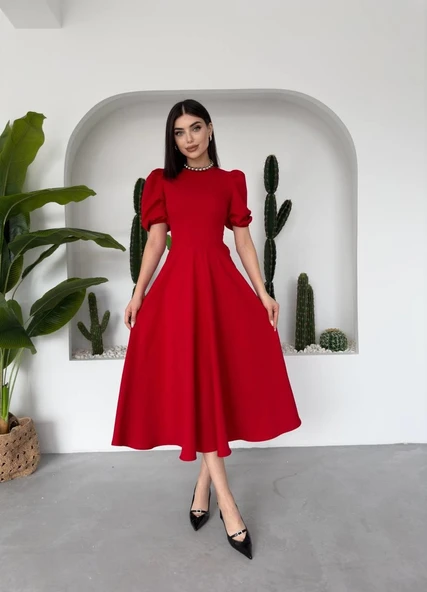 Catania Balon Kol Elbise - Resim 6