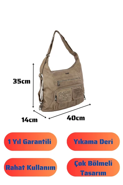 Bolsas Kadın Omuz ve Sırt  Çanta Vizon 1033 - Resim 4