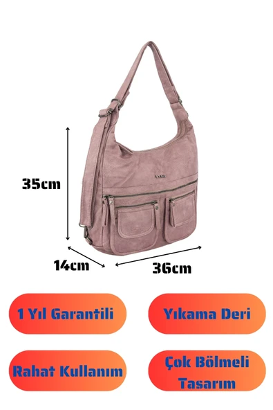 Bolsas Kadın Omuz ve Sırt  Çanta Pudra 1038 - Resim 4