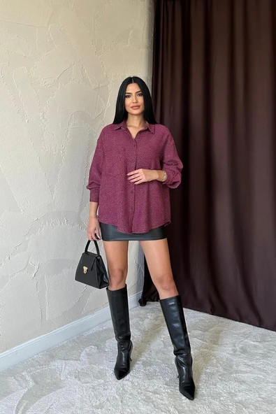 Fuşya Işıltılı Gömlek - Resim 2