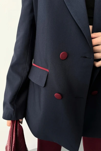 TASARIM CEKET KAPLAMA DÜĞMELİ - Lacivert - Resim 3